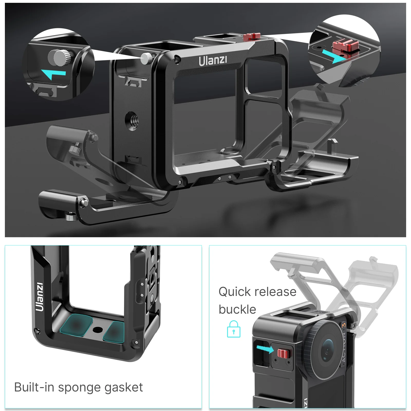 Ulanzi Camera Cage for DJI Osmo Action 5/4/3 3204A - Image 3