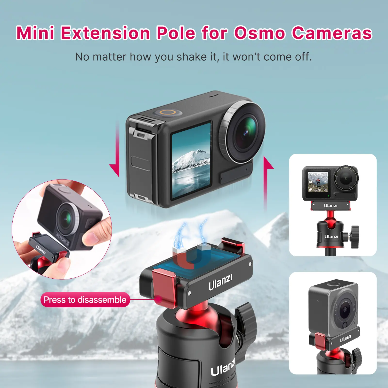 Ulanzi Magnetic Quick Release Tripod for DJI Osmo 360/ Nano/ Action 2/3/4 2829A - Image 6