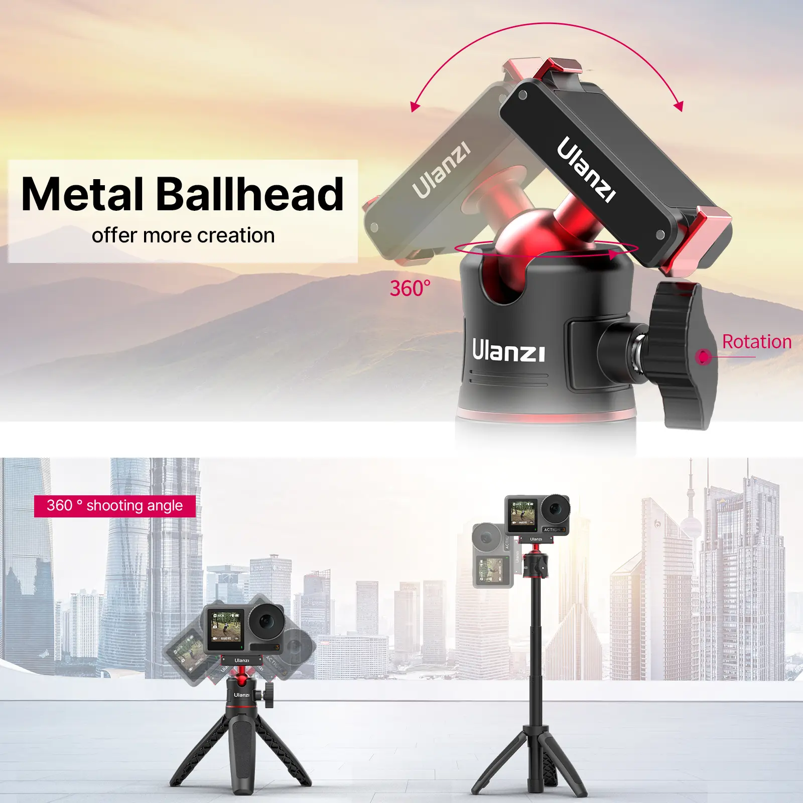 Ulanzi Magnetic Quick Release Tripod for DJI Osmo 360/ Nano/ Action 2/3/4 2829A - Image 7