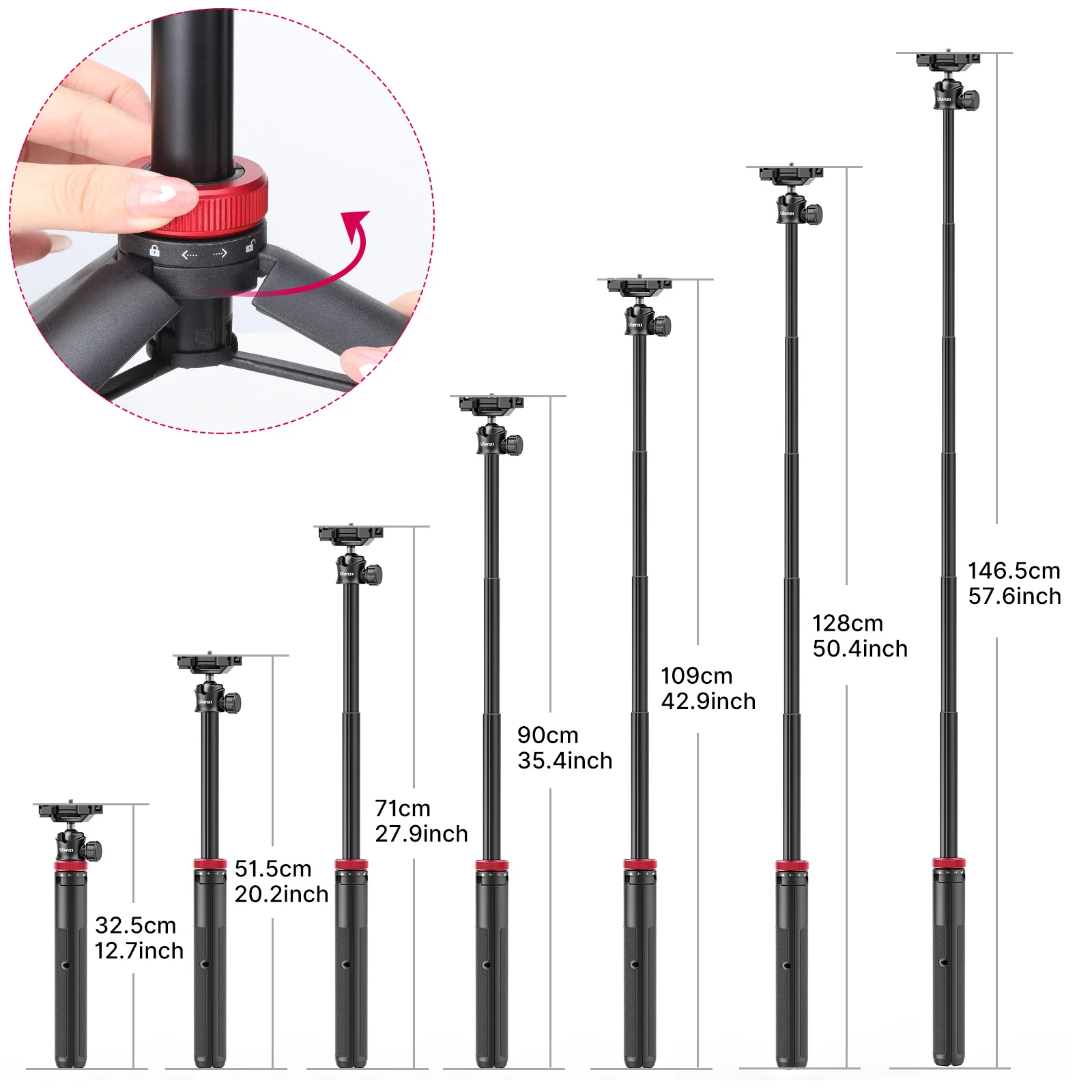Ulanzi MT-44 Extendable Vlog Tripod (Upgrade) 2502B - Image 3